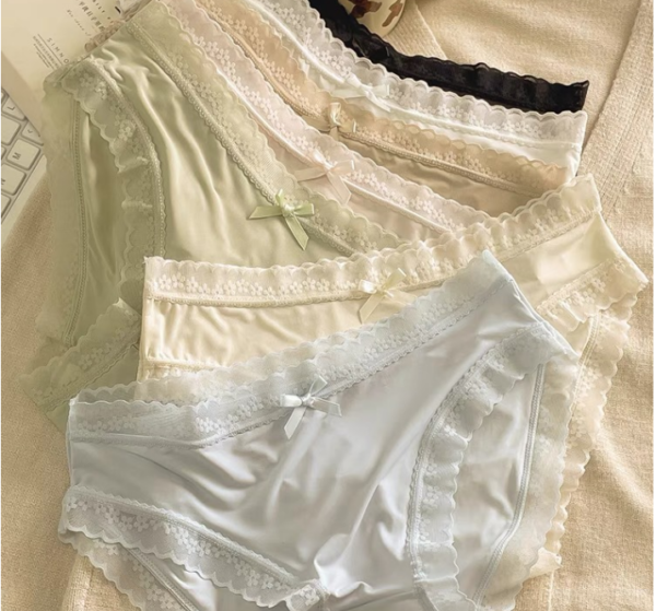 Quần lót nữ Cotton su lụa L103 phối ren hoa thoáng mát gợi cảm