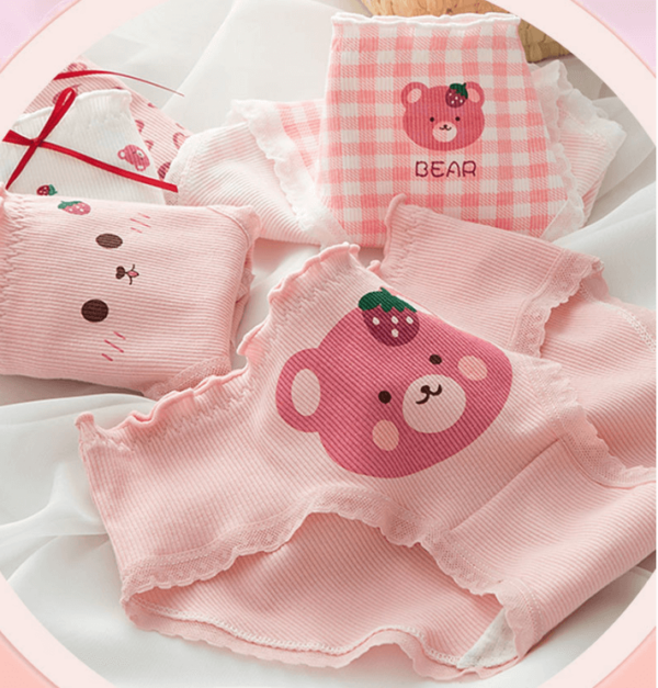 Quần lót nữ Cotton cao cấp L106 họa tiết cute gấu đáng yêu tông hồng