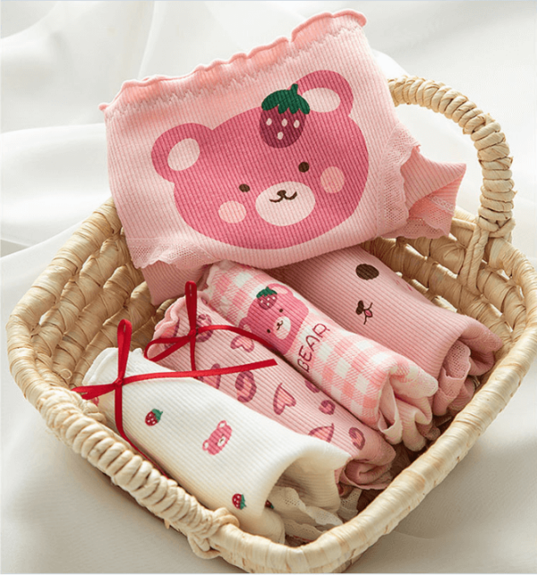 Quần lót nữ Cotton cao cấp L106 họa tiết cute gấu đáng yêu tông hồng