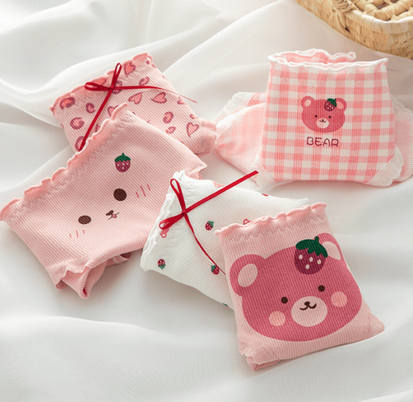 Quần lót nữ Cotton cao cấp L106 họa tiết cute gấu đáng yêu tông hồng